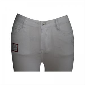 υψηλό μέσης λευκό σχισμένο γόνατο και στρίφωμα skinny jean WS1001