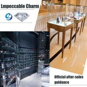 Προσαρμόστε το σετ κοσμημάτων σε πολυτελή καμπίνα εμφάνισης και βιτρίνα για κοσμηματοπωλείο