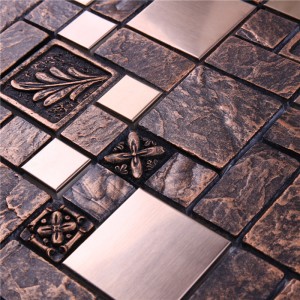 HYJ15 300 * 300 χονδρικής μεταλλικά μίξερ γυαλί και ρητίνη μωσαϊκό τοίχο πλακάκια