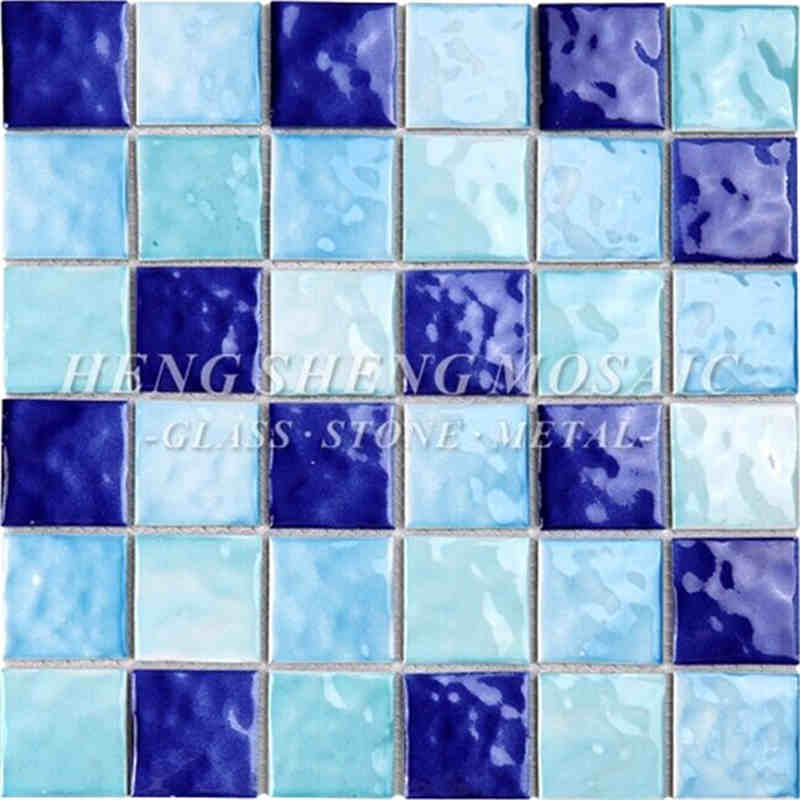 Κυματοειδές 3D Non-Slip Candy Χρώμα Μπλε και Άσπρο Κεραμικό Swmming Πισίνα Πλακάκια γυαλί μωσαϊκό Μπάνιο Spa Πορσελάνη Μωσαϊκό Διακόσμηση Τοίχοι