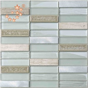 Νέο προϊόν κυματιστό γυαλί κεραμίδι πλακάκι γυαλί πλακάκι γυαλί Matt γυαλί μεικτό μεταλλικό κεραμικό πλακάκι μωσαϊκό για την κουζ...