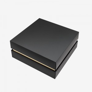 Προσαρμοσμένο σχέδιο ανακυκλωμένο μαύρο χαρτόνι κουτιά συσκευασίας δώρου με κορδέλα