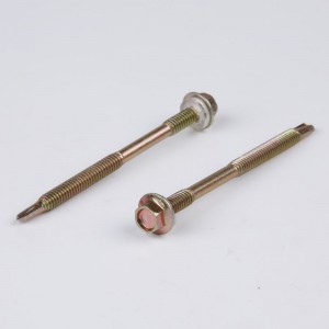 Βίδα αυτόματης διάτρησης με πλαστική ροδέλα, διπλή κλωστή, κίτρινη πλάκα ψευδαργύρου, εξαγωνική κεφαλή