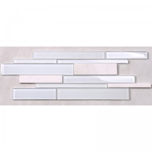 Εργοστάσιο Τιμή Λευκό Γυαλί Μίξη Μαρμάρινη Stone Λωρίδα Μωσαϊκό Πλακάκι για Backsplash Κουζίνα τοίχο