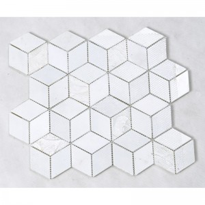 3D Effect Κρύσταλλο Hexagon Γυαλί Μωσαϊκό Άσπρο Κουζίνα Backsplash Countertop Διακόσμηση Τείχη Κεραμίδια