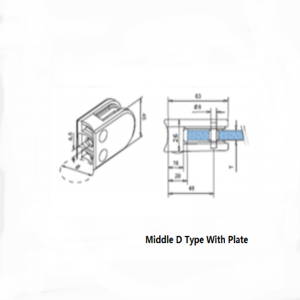 Ανοξείδωτο D Τύπος Γυαλί Σφιγκτήρας με πλάκα