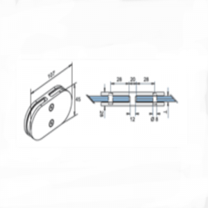 Από ανοξείδωτο χάλυβα 180 βαθμών μεσαίο D τύπου γυάλινο σφιγκτήρα