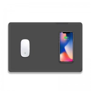 KPS-HBQ22 2 σε 1 Προσαρμοσμένο QI 5W υψηλής ποιότητας δερμάτινο λεπτό ποντίκι ασύρματο φορτιστή