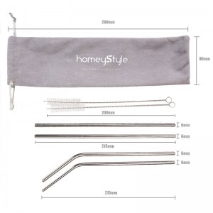 SUS304 (18/8) Μεταλλικό άχυρο | Τρόφιμα από άχυρο για τρόφιμα Επαναχρησιμοποιούμενα μεταλλικά καλαμάκια