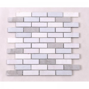 Σύγχρονη Σχεδίαση Γκρι Γυαλί Μίξη Μάρμαρο και Πέτρινο Μωσαϊκό Τοιχώματα Διακόσμησης Πλακάκια Splash Πίσω