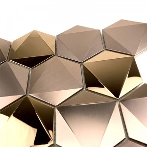 Rose Gold 3D Hexagon 304/316 Ανοξείδωτο Πλακάκια Μωσαϊκό για διακόσμηση τοίχων