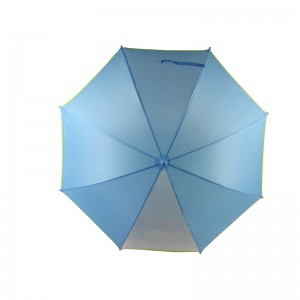 ένα πάνελ βλέπει μέσα από μπλε διαφημιστικό παιδί ομπρέλα