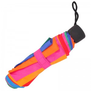 Rainbow χρώμα 21inch * 8k 190T ύφασμα pongee 3 φορές Ομπρέλα με πλαστική λαβή