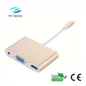 mini displayport / USB 3.1 τύπου c έως HDMI + VGA θηλυκό + ήχο Κωδικός: FEF-DPIC-016