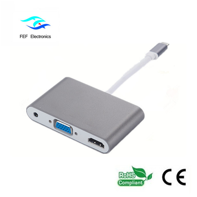 mini displayport / USB 3.1 τύπου c έως HDMI + VGA θηλυκό + ήχο Κωδικός: FEF-DPIC-016