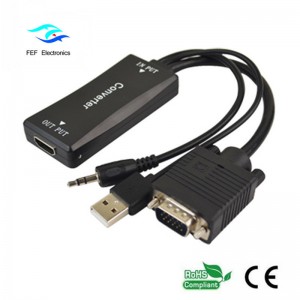 VGA αρσενικό σε HDMI θηλυκό + Ήχος + USB τροφοδοτικό Κωδικός: FEF-HIC-011
