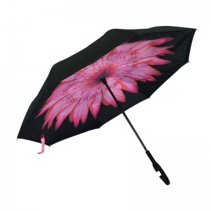 2019 προσαρμοσμένο ανεστραμμένο ανοίγει πίσω συσκευασία λουλούδι εικόνα πλαίσιο fiberglass ain αντίστροφη ομπρέλα για το αυτοκίνητο