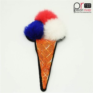 Υψηλής ποιότητας χέρι ραμμένο αναστρέψιμο pom pom παγωτό patch