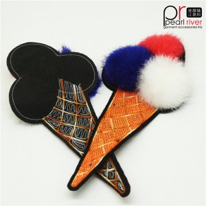 Υψηλής ποιότητας χέρι ραμμένο αναστρέψιμο pom pom παγωτό patch