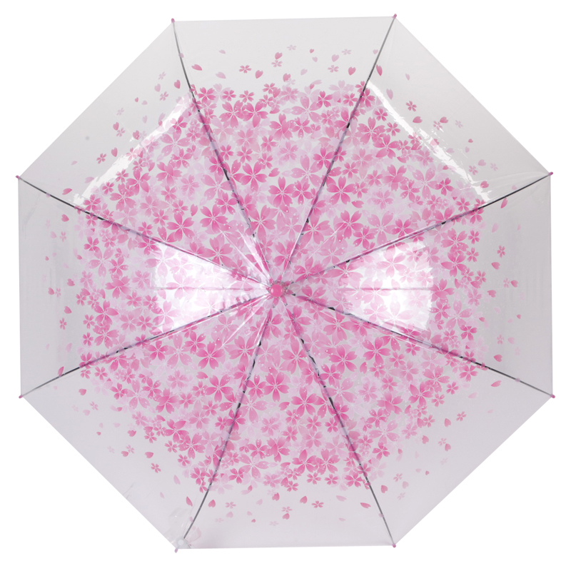 ροζ Sakura 23 '' 8k ανοιχτό πλαστικό J J λαβή διαφανές poe ευθεία ομπρέλα