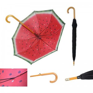 Ξύλινο άξονα και ξύλινη λαβή διπλό ύφασμα έθιμο εκτύπωσης ευθεία ομπρέλα