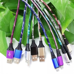 Γυαλιστερή δερμάτινη θήκη PU Γρήγορη φόρτιση Γύρος αλουμινένιο περίβλημα Καλώδιο USB για μικροσυσκευή USB, φόρτιση και συγχρονισμό ...