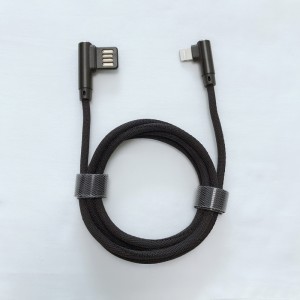 Διπλή όψη USB 2.0 Διπλή δεξιά γωνία Πλεγμένη γρήγορη φόρτιση Στρογγυλή θήκη αλουμινίου Καλώδιο δεδομένων USB για micro USB, φόρτιση κεραυ...