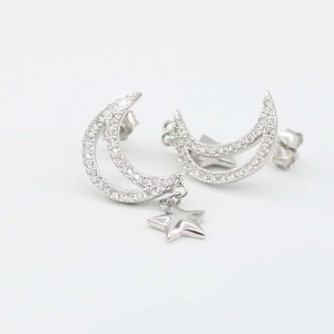 S925 Διακοσμητικό Tremella Διακοσμητικό Διακόσμηση Αυτοκινήτου Star Moon Ενσωματωμένο Σκουλαρίκια Μόδα Ζιργκόν