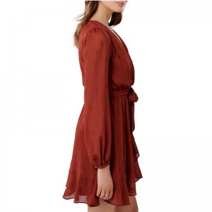 Νέο έτοιμο σκουριασμένο μεταλλικό σκέιτερ μακρύ μανίκι μίνι φόρεμα για τις γυναίκες