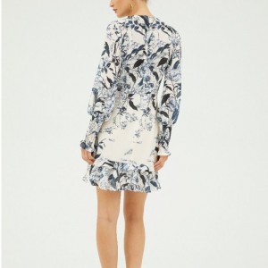 2022 βανίλια μακρύ μανίκι μίνι φόρεμα εκτύπωσης για κυρία