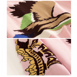 OEM \u0026 ODM Λογότυπο Custom Jacquard Intarsia Άγρια Χειμώνας Σχεδιασμός Μόδας Knit Πουλόβερ Πουλόβερ Γυναικών