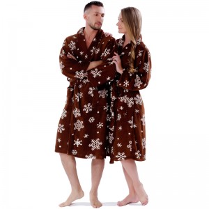 Ενηλίκων Τυπωμένο Fleece Robe ζευγάρι πιτζάμες
