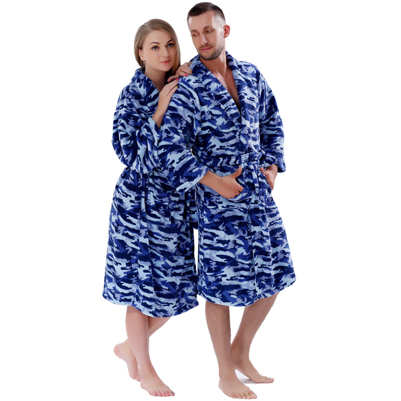 Ενηλίκων Printed Fleece Robe Ζευγάρι Sleepwear