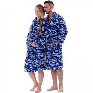 Ενηλίκων Printed Fleece Robe Ζευγάρι Sleepwear