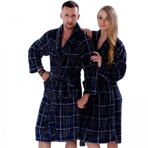 Ζεύγος Fleece Robe Ριγέ τυπωμένο πιτζάμα