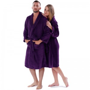 Ενηλίκων στερεών χρωμάτων Fleece Robe Ανδρών Γυναικών Pajama Μπουρνούζια