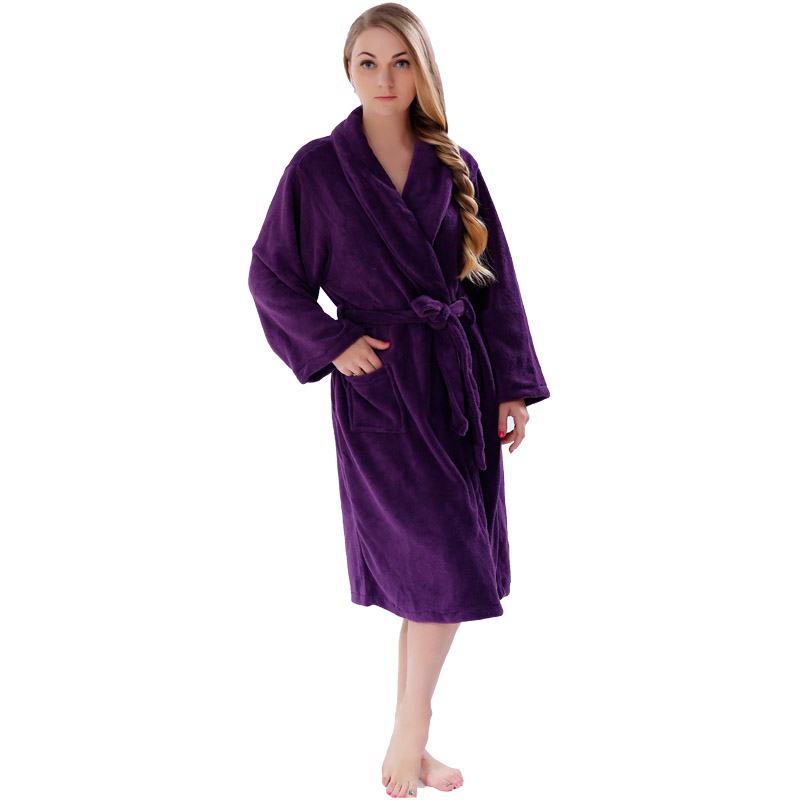 Ενηλίκων στερεών χρωμάτων Fleece Robe Ανδρών Γυναικών Pajama Μπουρνούζια