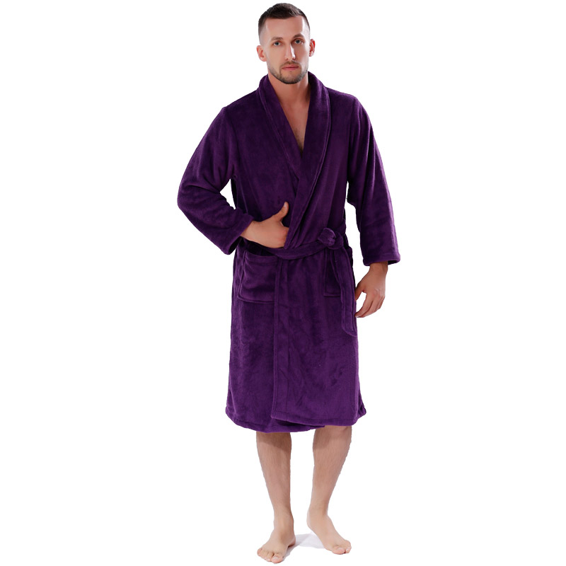 Ενηλίκων στερεών χρωμάτων Fleece Robe Ανδρών Γυναικών Pajama Μπουρνούζια