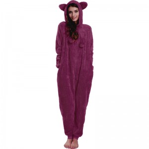 Γυναίκες Red Pajamas Onesie με κουκούλα με τα αυτιά των ζώων