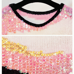 2019 Χειροποίητα ραμμένα Sequin Εφαρμογές Φθινόπωρο Χειμώνας πουλόβερ Mohair Πουλόβερ