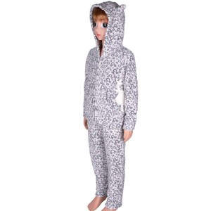 Kids Coral Fleece Κέντημα Τυπωμένο Πιτζάμα Σετ