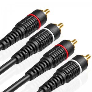 Dual RCA Plug M / M 2 καναλιών (Δεξιά και Αριστερά) Επικαλυμμένα Dual θωρακισμένα RCA σε RCA αρσενικό Connectors Μαύρο