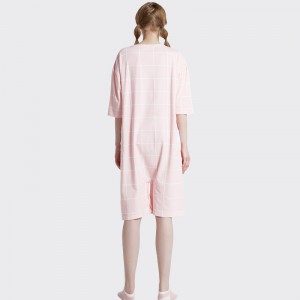 Γυναίκες Onesie Ροζ τυπωμένο βαμβάκι Τζέρσεϋ Κέντημα Πιτζάμες Σετ