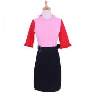 2018 καλοκαιρινό φόρεμα πουλόβερ καρφίτσα με δύο μανίκια κοντό μανίκι φόρεμα πουλόβερ πλεκτό