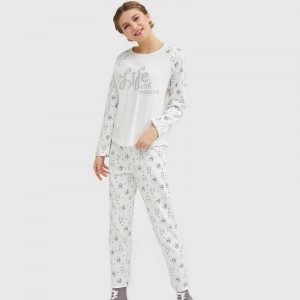 Γυναίκες Lovely Printed Κεντήματα Μοντέρνο Jersey Pajamas Set