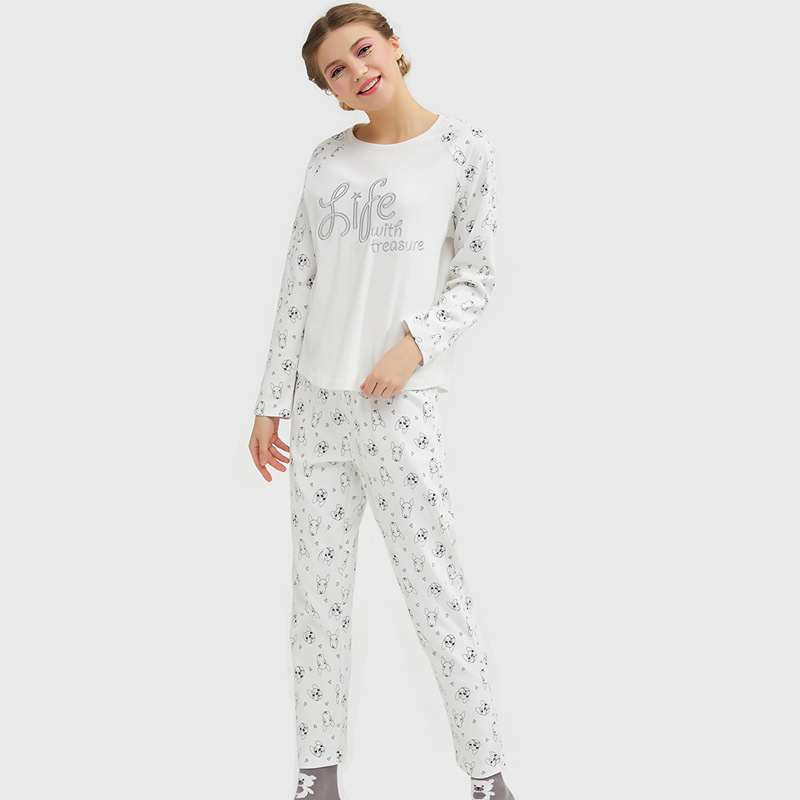 Γυναίκες Lovely Printed Κεντήματα Μοντέρνο Jersey Pajamas Set