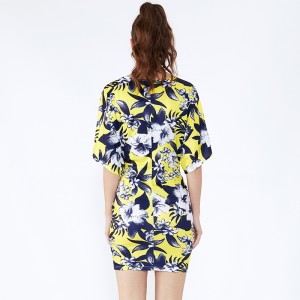 Sexy κορίτσι περιτύλιγμα ένδυσης συνολικά γάμο floral εκτύπωση γυναίκες φόρεμα ωραία κομψά κυρίες φορέματα γραφείου