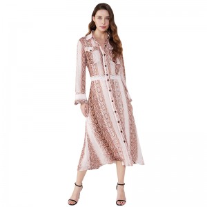 Αναπνεύσιμο Φίδι Εκτύπωση Χρώμα Ροζ Κυρίες Γραφείο Φορέστε Αιτιώδη Φορέματα JCGJ190315075