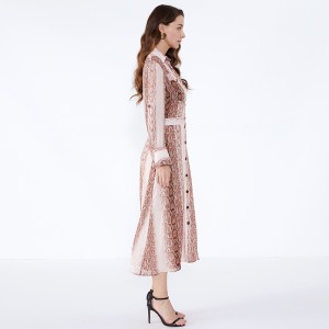 Αναπνεύσιμο Φίδι Εκτύπωση Χρώμα Ροζ Κυρίες Γραφείο Φορέστε Αιτιώδη Φορέματα JCGJ190315075