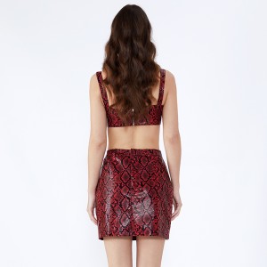 Leopard Printed Halter Σύντομη σέξι γυναικεία ενδυμασία γυναικεία ενδυμασία Δύο κομμάτι σύνολο